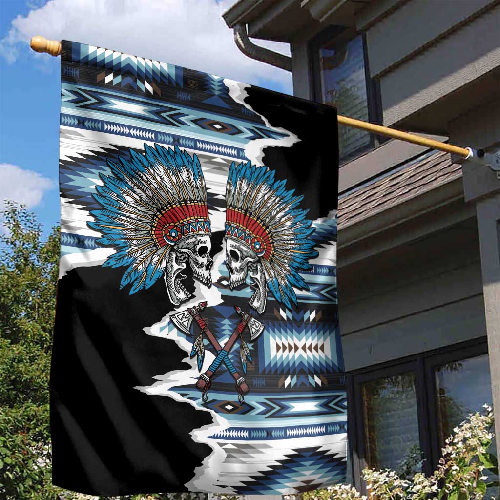 Native American Chief Skull With Axe Garden Flag - Wonder Print Shop