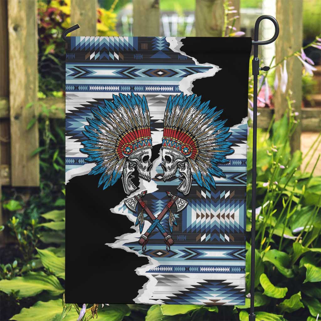 Native American Chief Skull With Axe Garden Flag - Wonder Print Shop