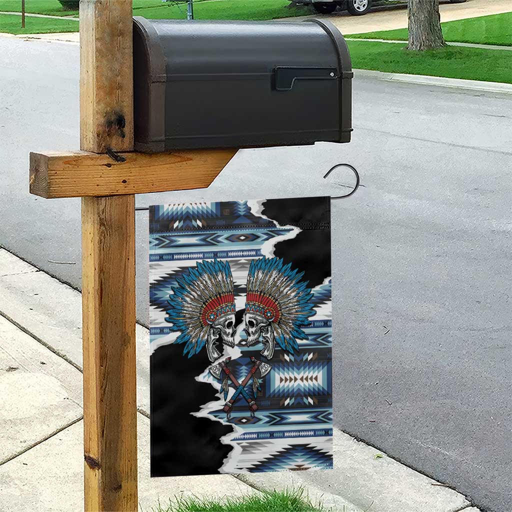 Native American Chief Skull With Axe Garden Flag - Wonder Print Shop