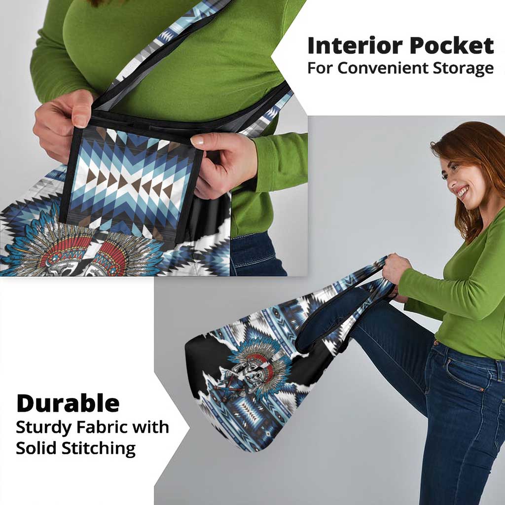 Native American Chief Skull With Axe Grocery Bag - Wonder Print Shop