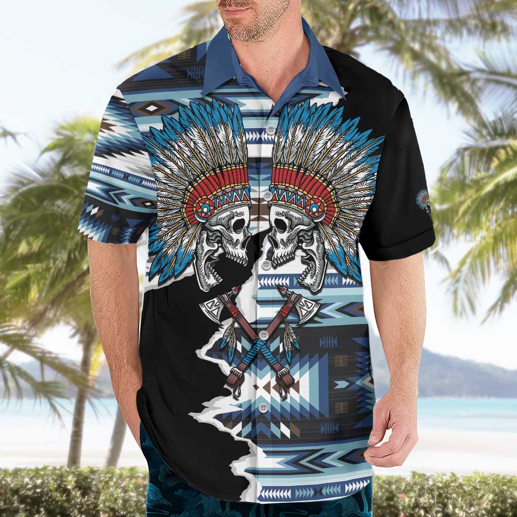 Native American Chief Skull With Axe Hawaiian Shirt - Wonder Print Shop