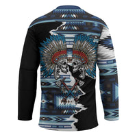 Native American Chief Skull With Axe Hockey Jersey - Wonder Print Shop