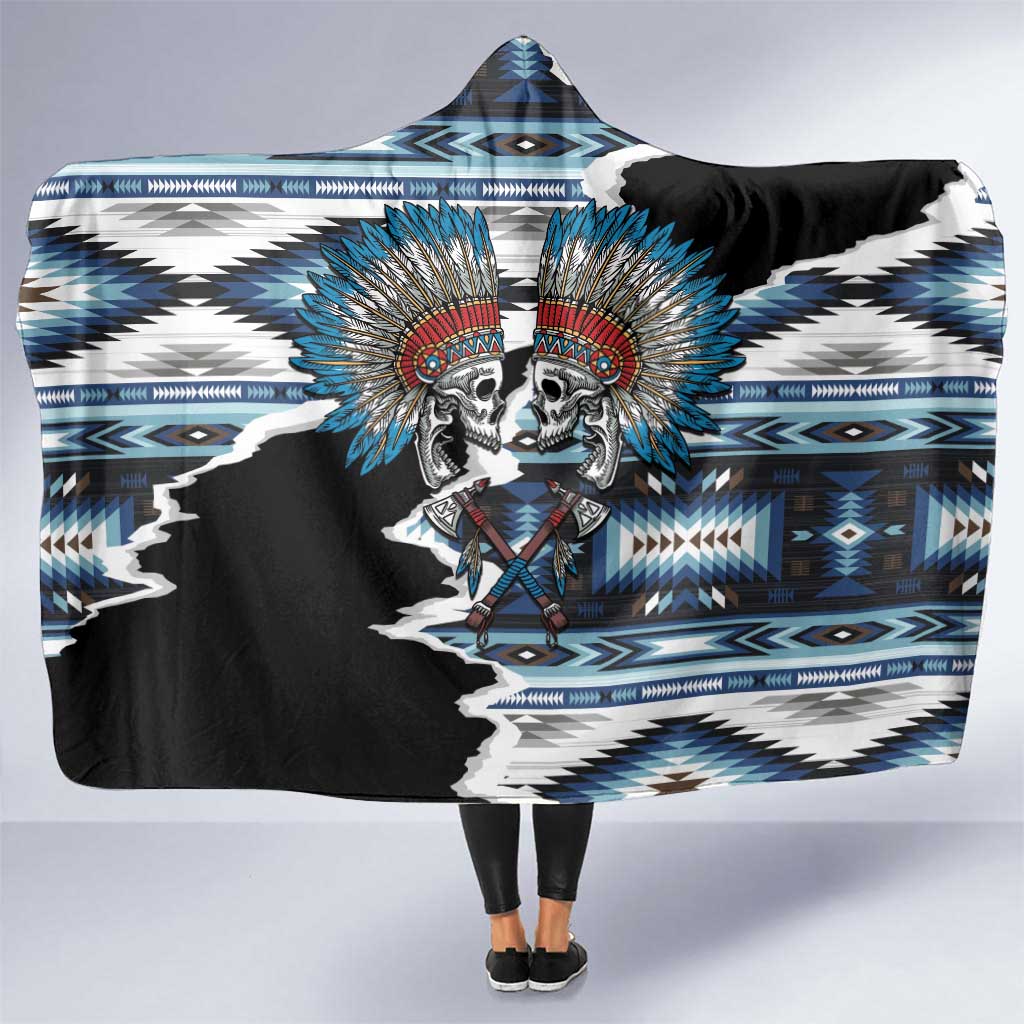 Native American Chief Skull With Axe Hooded Blanket - Wonder Print Shop