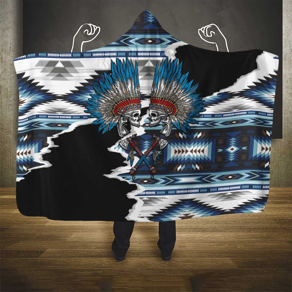 Native American Chief Skull With Axe Hooded Blanket - Wonder Print Shop