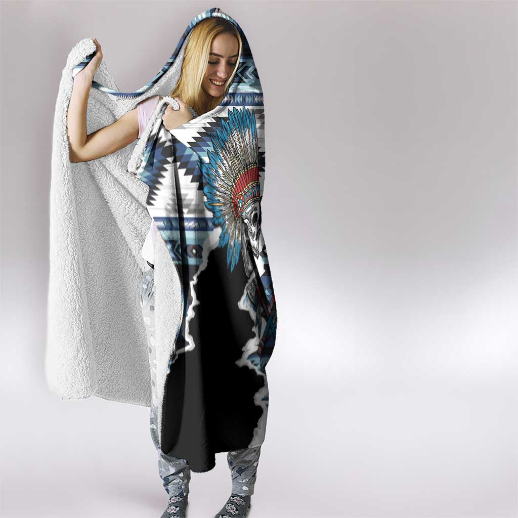 Native American Chief Skull With Axe Hooded Blanket - Wonder Print Shop