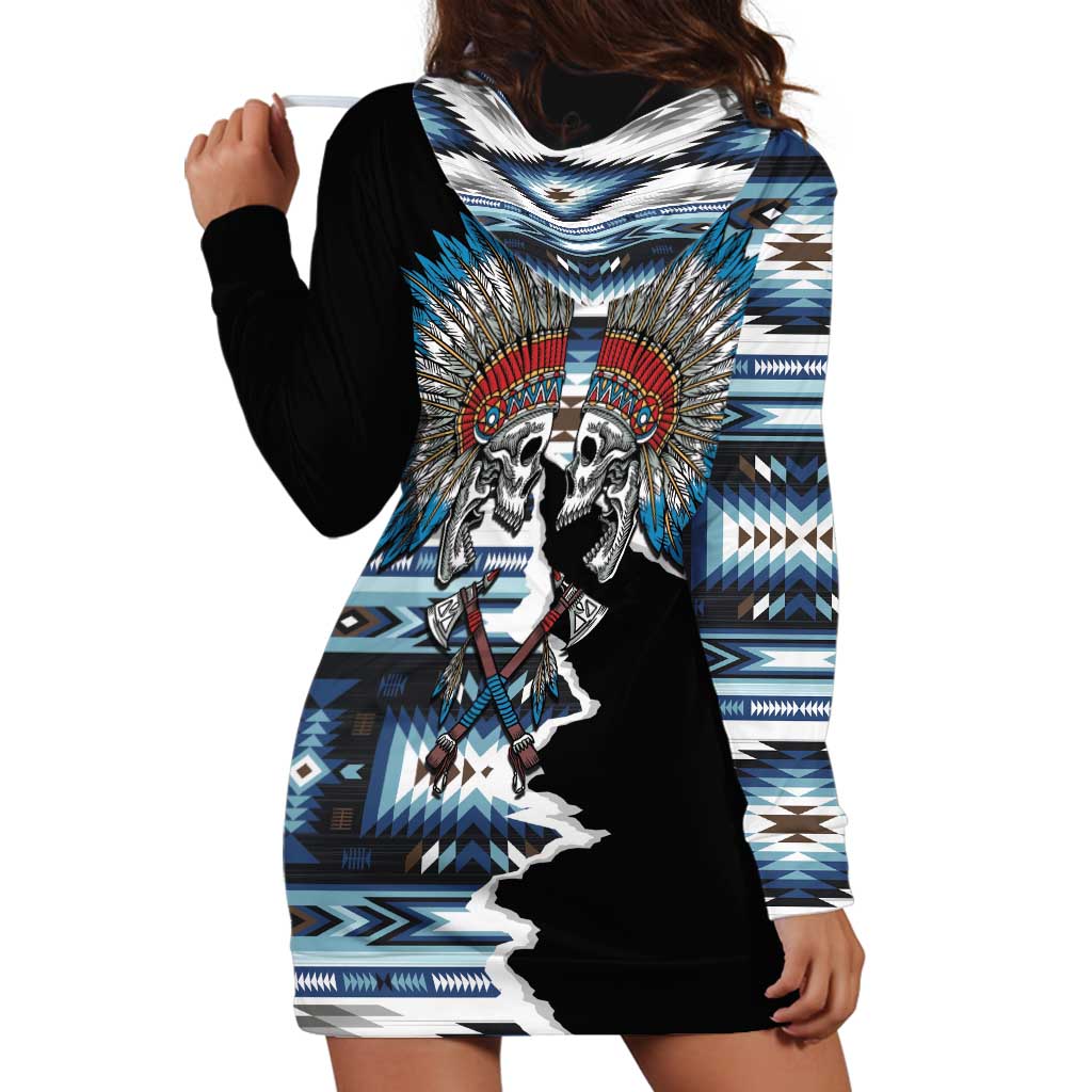 Native American Chief Skull With Axe Hoodie Dress - Wonder Print Shop