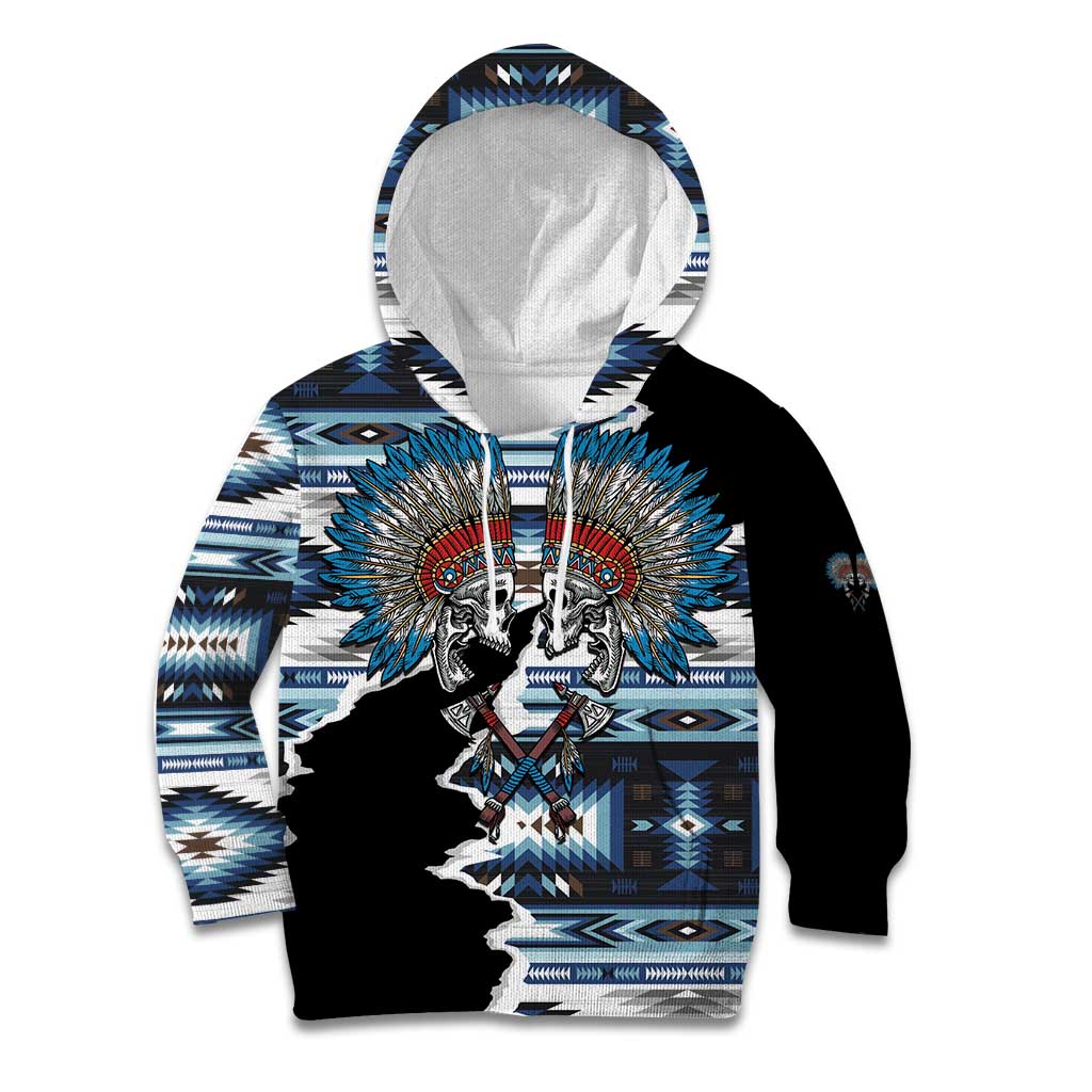 Native American Chief Skull With Axe Kid Hoodie - Wonder Print Shop