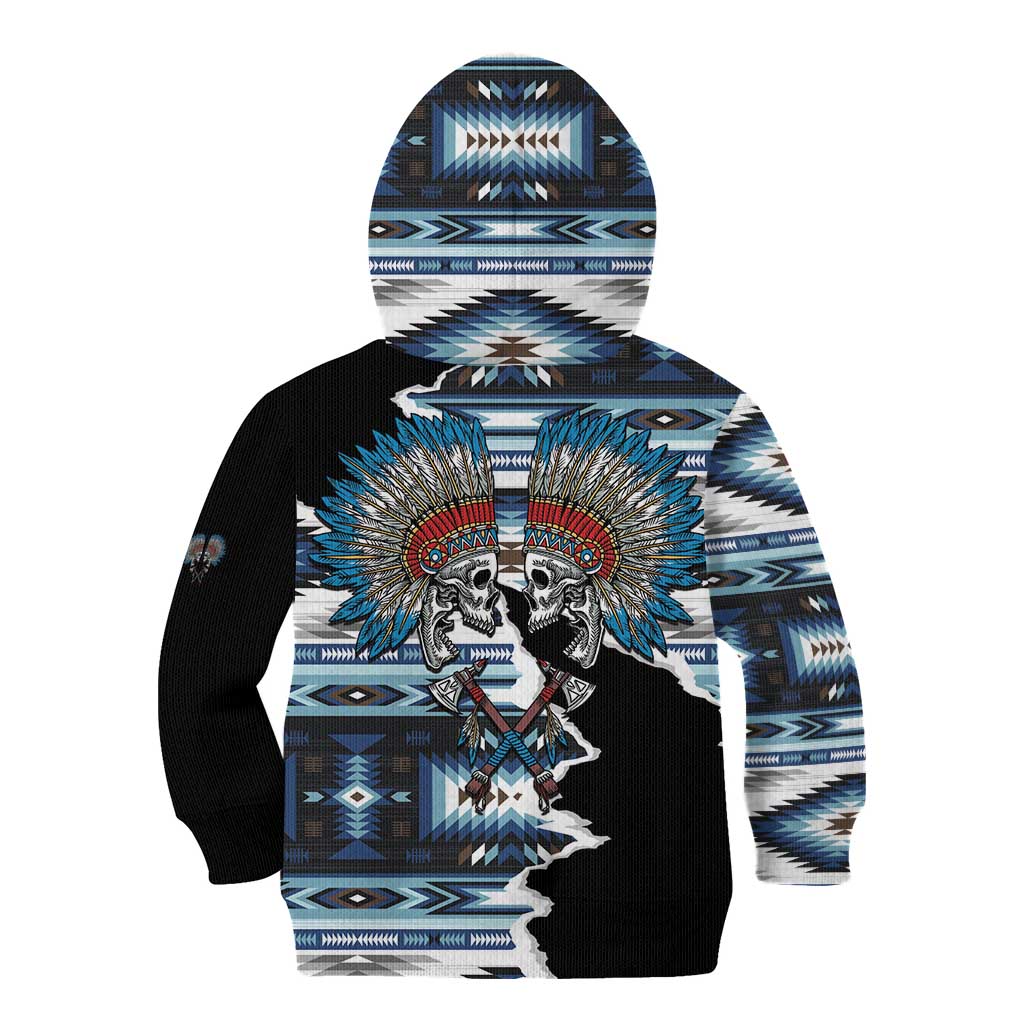 Native American Chief Skull With Axe Kid Hoodie - Wonder Print Shop