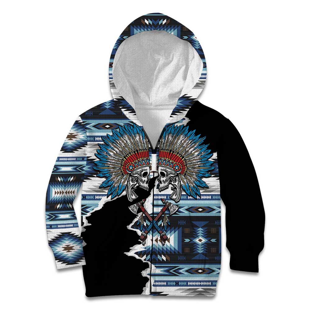 Native American Chief Skull With Axe Kid Hoodie - Wonder Print Shop