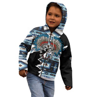 Native American Chief Skull With Axe Kid Hoodie - Wonder Print Shop