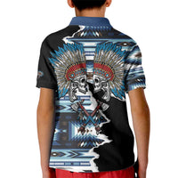 Native American Chief Skull With Axe Kid Polo Shirt - Wonder Print Shop