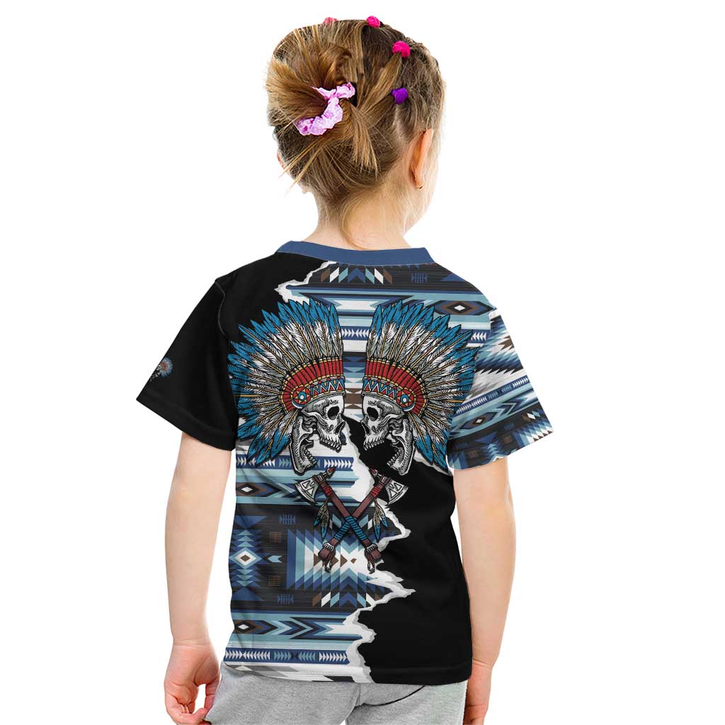 Native American Chief Skull With Axe Kid T Shirt - Wonder Print Shop