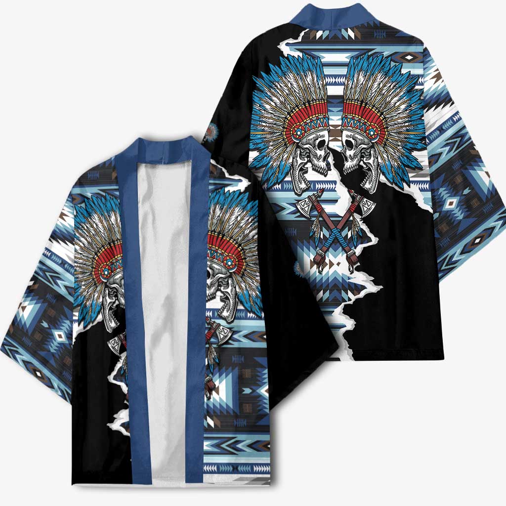 Native American Chief Skull With Axe Kimono - Wonder Print Shop