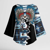 Native American Chief Skull With Axe Kimono Sleeve Blouse - Wonder Print Shop