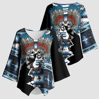 Native American Chief Skull With Axe Kimono Sleeve Blouse - Wonder Print Shop