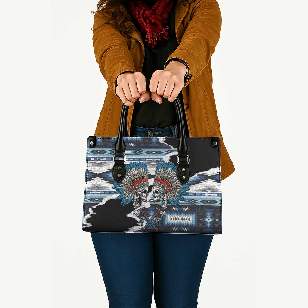 Native American Chief Skull With Axe Leather Bag - Wonder Print Shop
