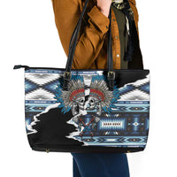 Native American Chief Skull With Axe Leather Tote Bag - Wonder Print Shop