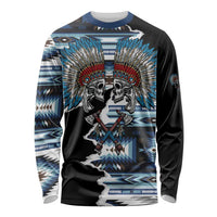 Native American Chief Skull With Axe Long Sleeve Shirt - Wonder Print Shop