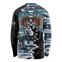 Native American Chief Skull With Axe Long Sleeve Shirt - Wonder Print Shop