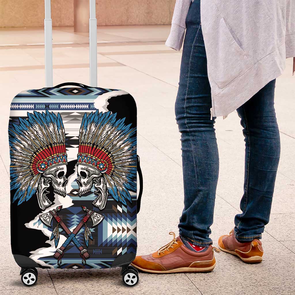 Native American Chief Skull With Axe Luggage Cover - Wonder Print Shop
