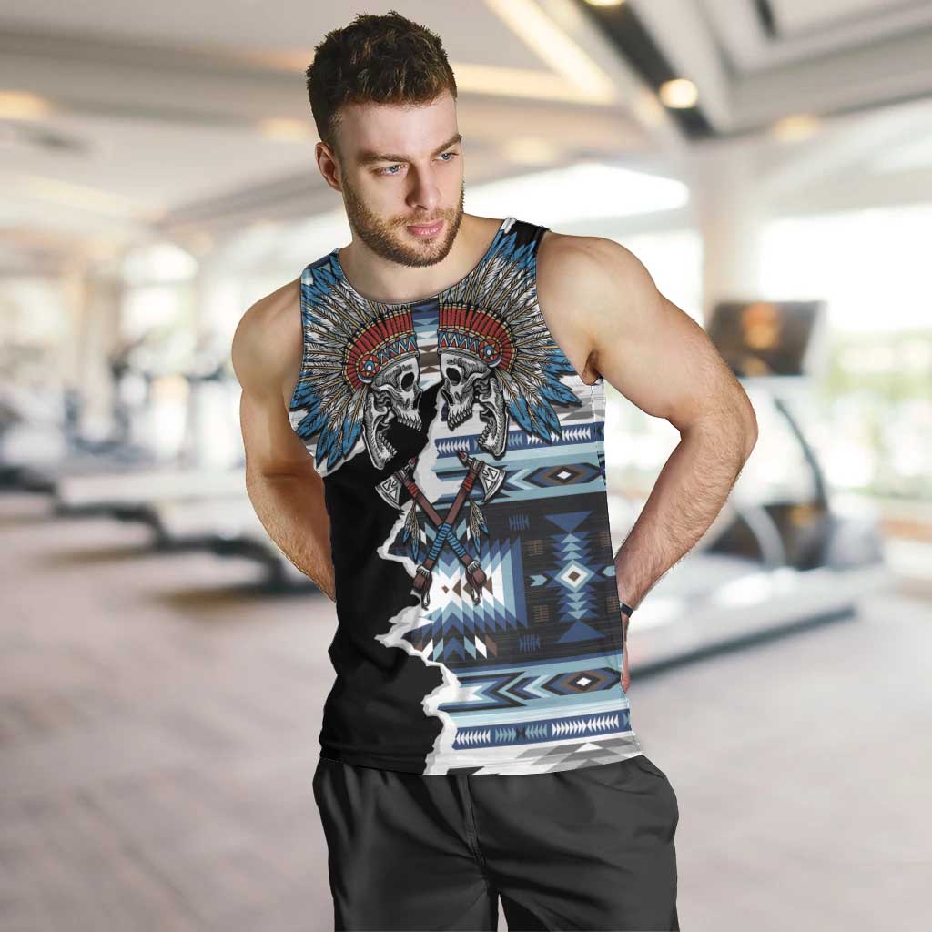 Native American Chief Skull With Axe Men Tank Top - Wonder Print Shop