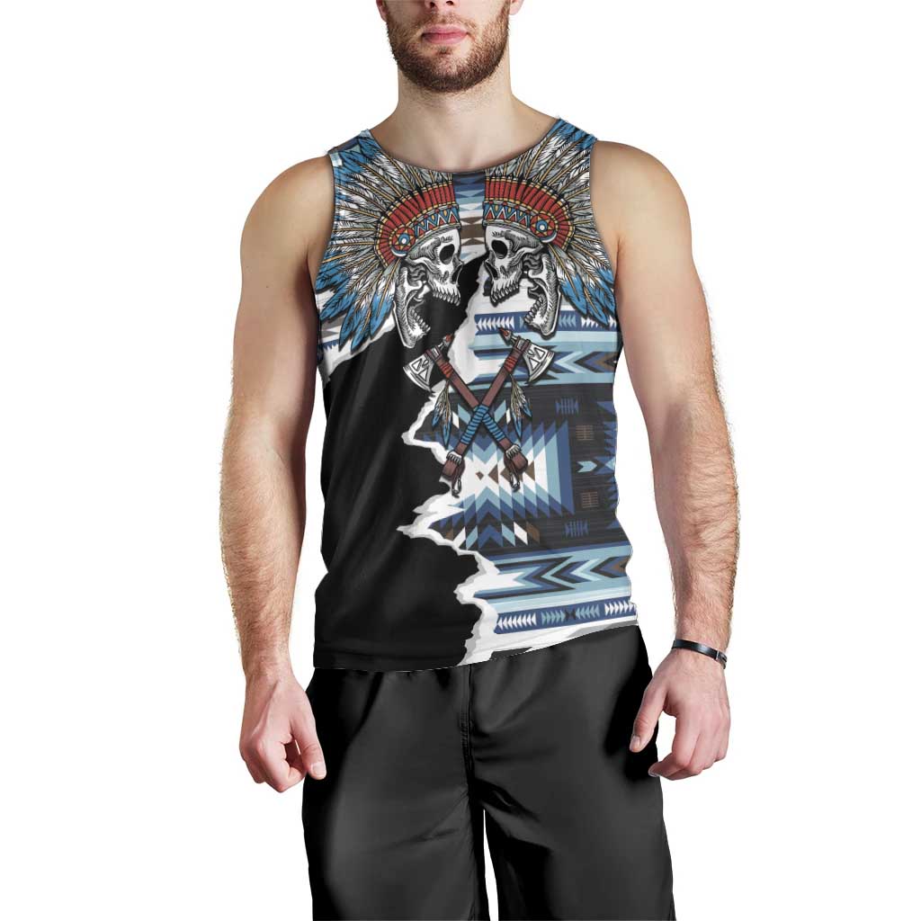 Native American Chief Skull With Axe Men Tank Top - Wonder Print Shop