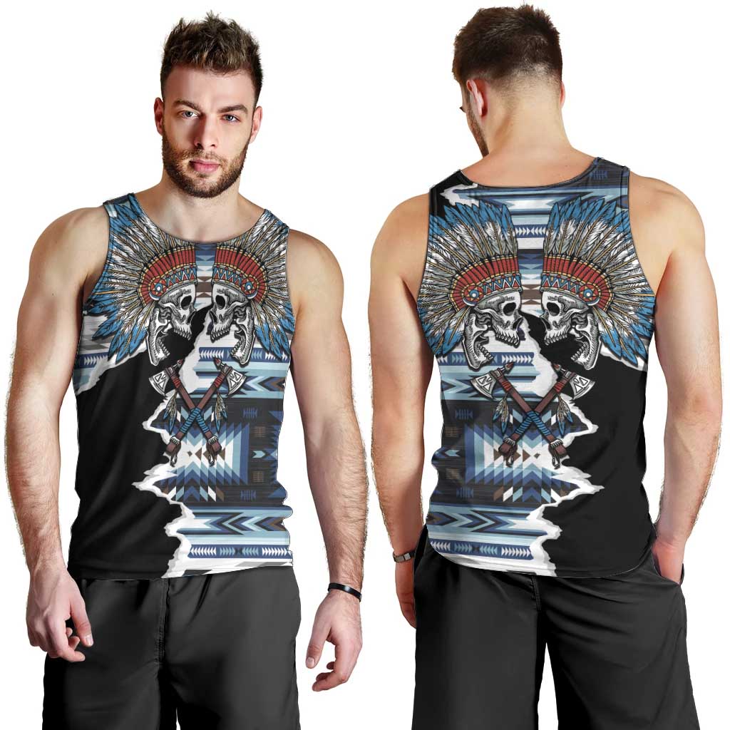 Native American Chief Skull With Axe Men Tank Top - Wonder Print Shop