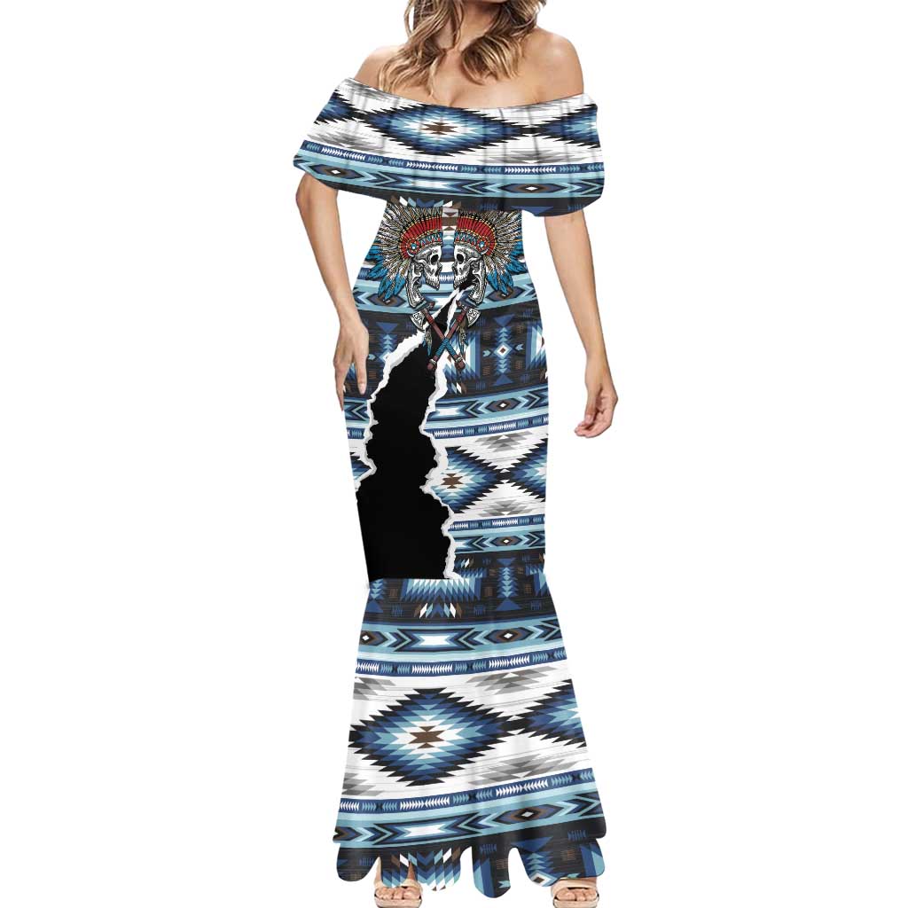 Native American Chief Skull With Axe Mermaid Dress - Wonder Print Shop