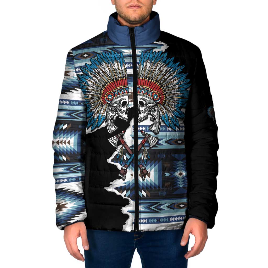 Native American Chief Skull With Axe Padded Jacket - Wonder Print Shop