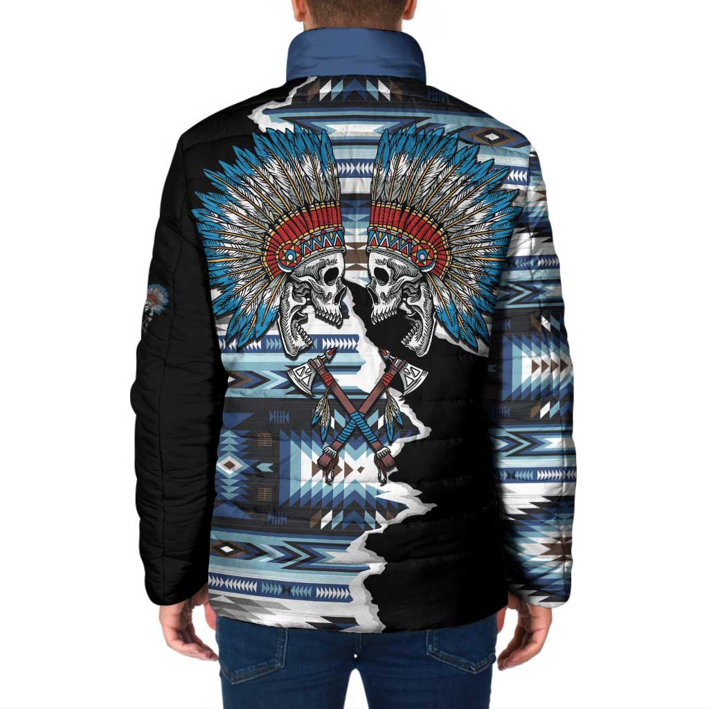Native American Chief Skull With Axe Padded Jacket - Wonder Print Shop