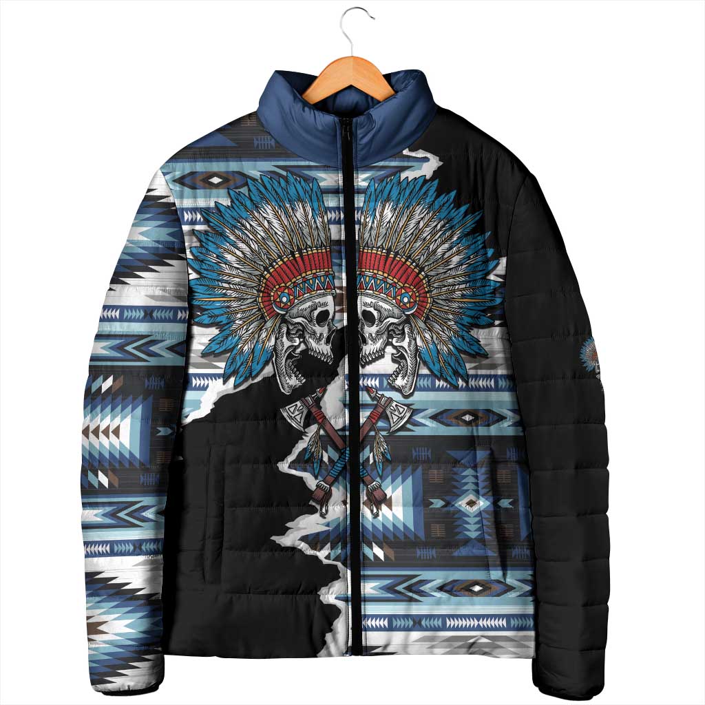 Native American Chief Skull With Axe Padded Jacket - Wonder Print Shop