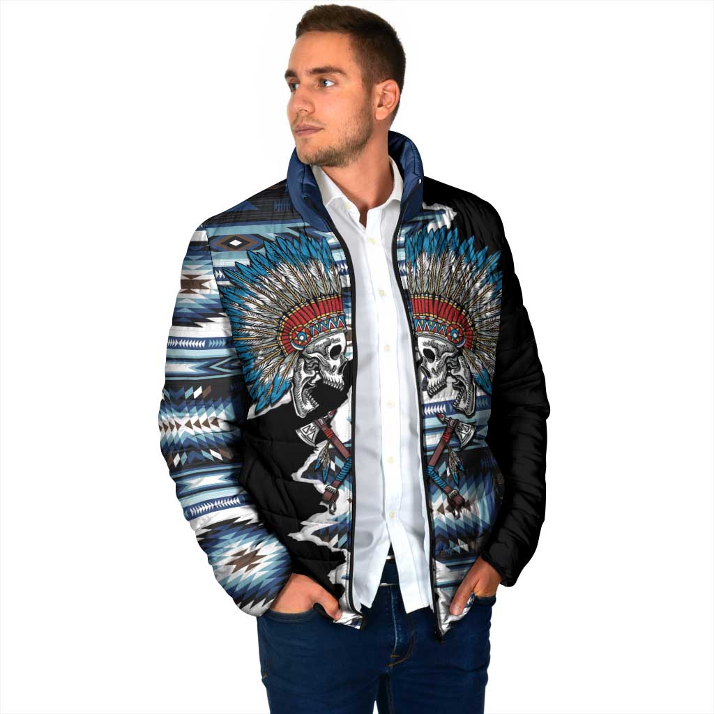 Native American Chief Skull With Axe Padded Jacket - Wonder Print Shop