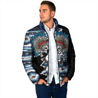 Native American Chief Skull With Axe Padded Jacket - Wonder Print Shop