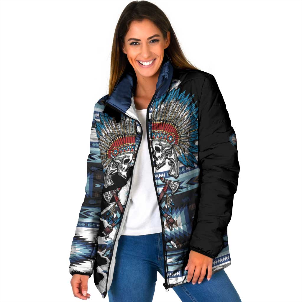 Native American Chief Skull With Axe Padded Jacket - Wonder Print Shop