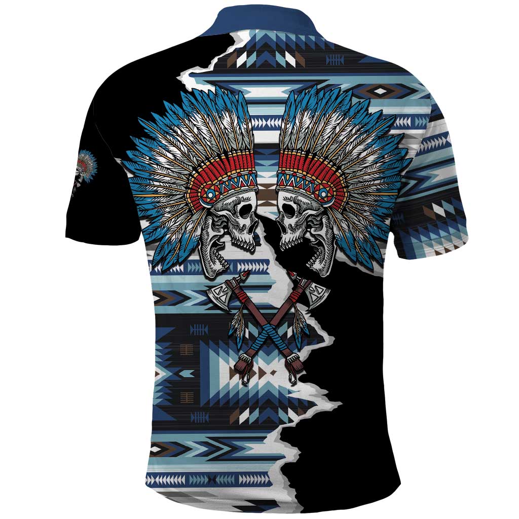 Native American Chief Skull With Axe Polo Shirt - Wonder Print Shop