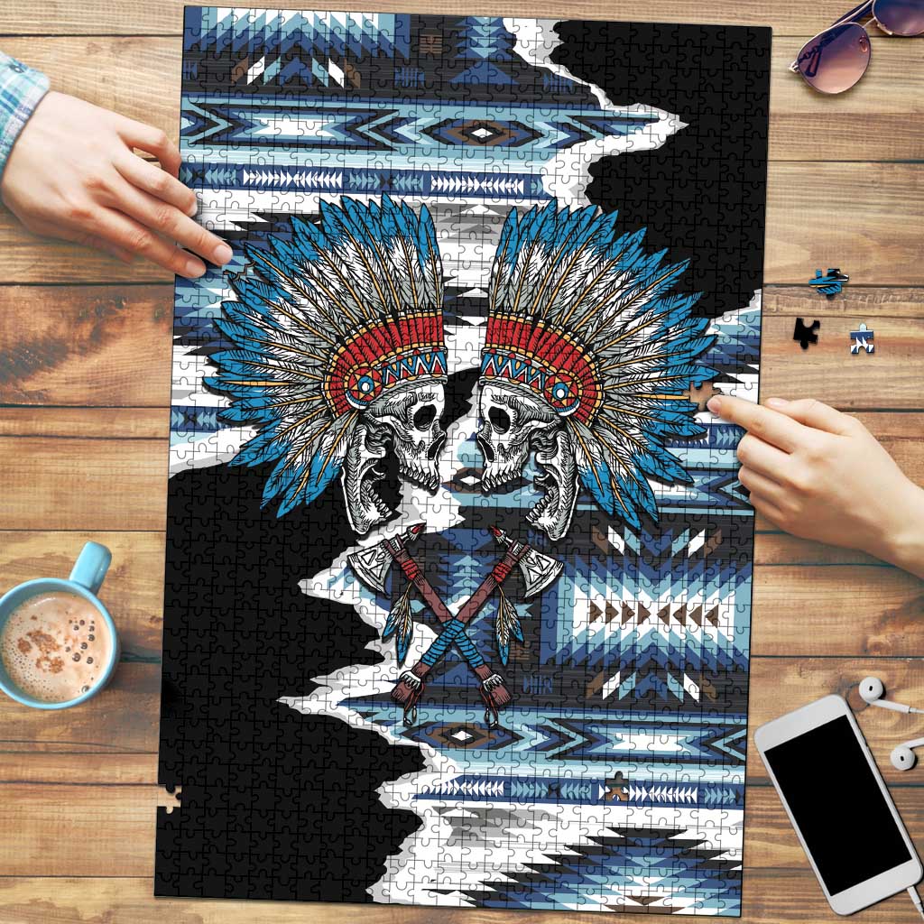 Native American Chief Skull With Axe Puzzle - Wonder Print Shop