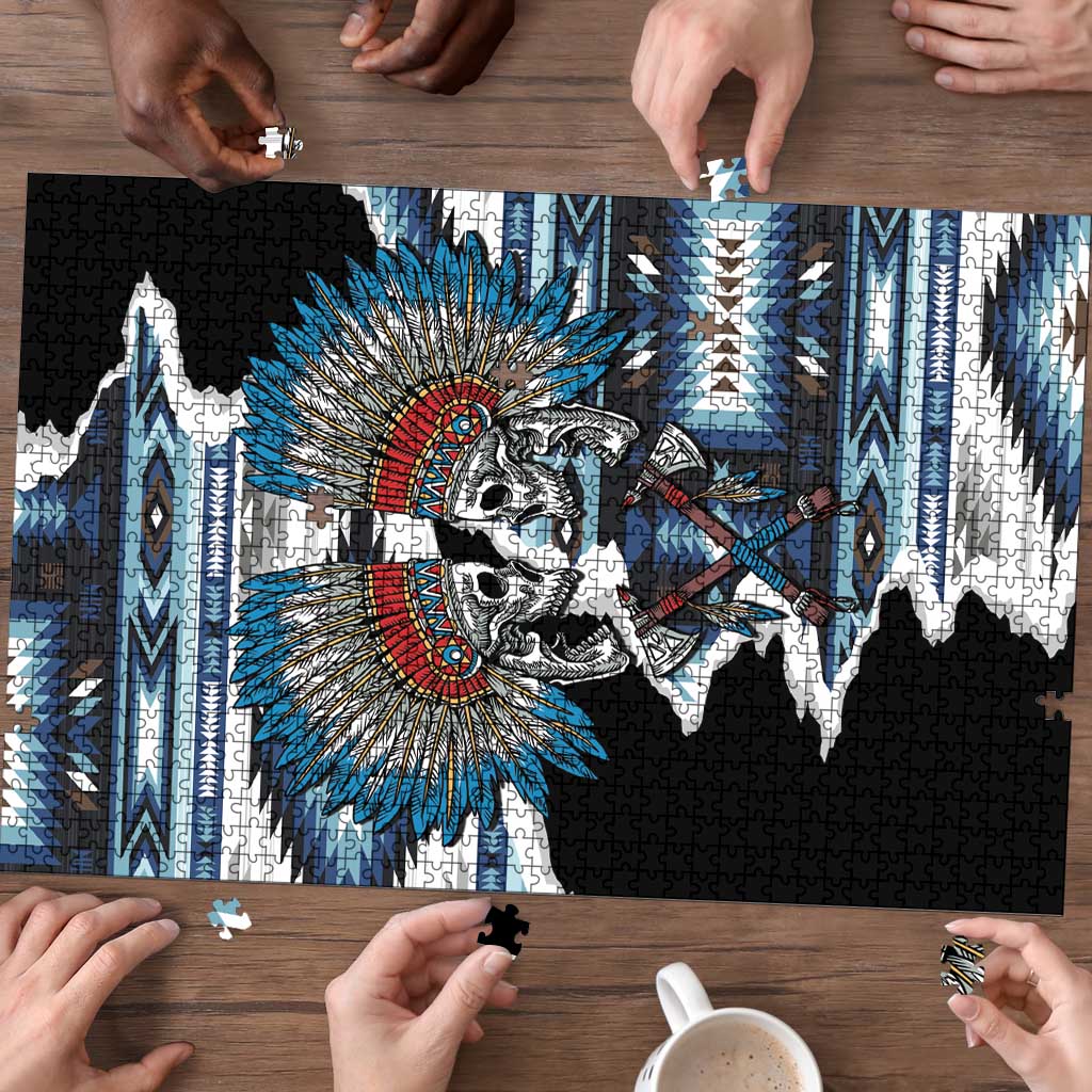 Native American Chief Skull With Axe Puzzle - Wonder Print Shop