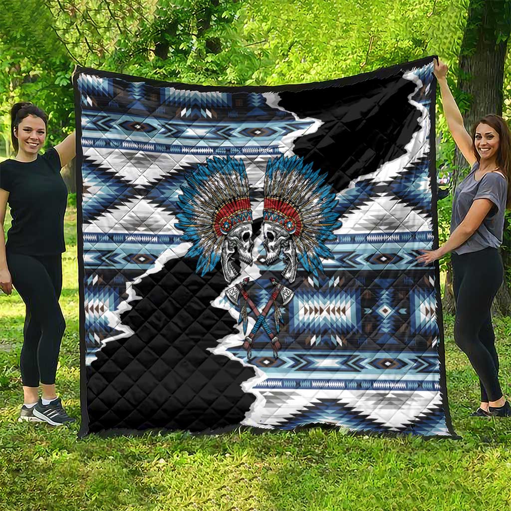 Native American Chief Skull With Axe Quilt - Wonder Print Shop