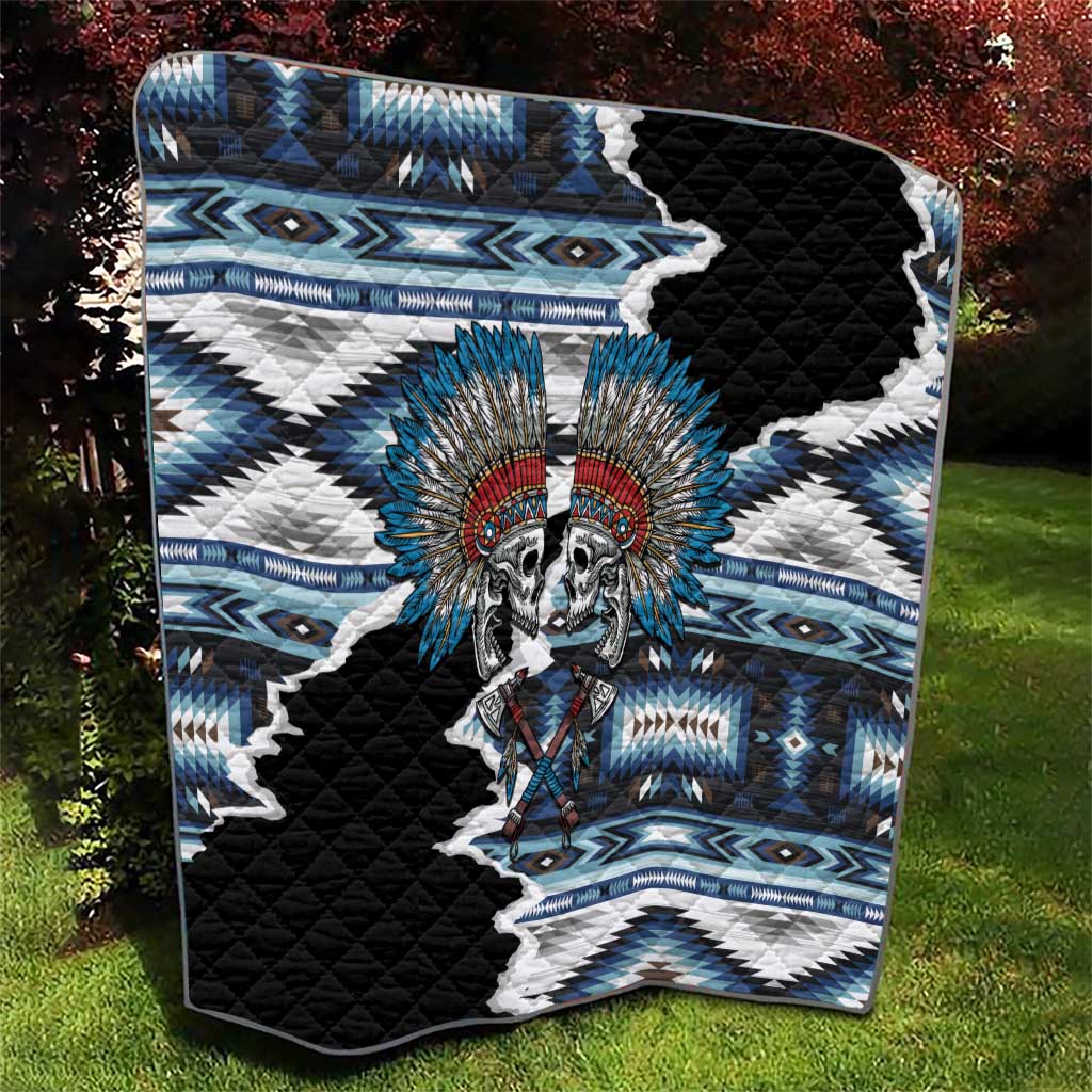 Native American Chief Skull With Axe Quilt - Wonder Print Shop