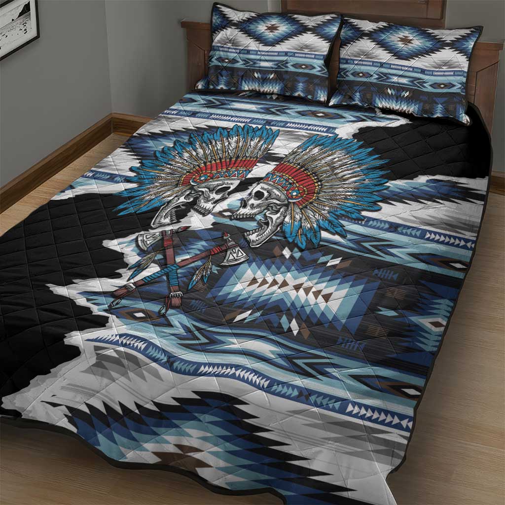 Native American Chief Skull With Axe Quilt Bed Set - Wonder Print Shop