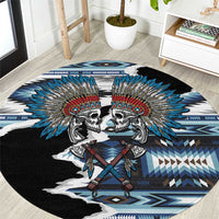 Native American Chief Skull With Axe Round Carpet - Wonder Print Shop