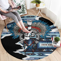 Native American Chief Skull With Axe Round Carpet - Wonder Print Shop