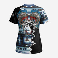 Native American Chief Skull With Axe Scrub Top - Wonder Print Shop