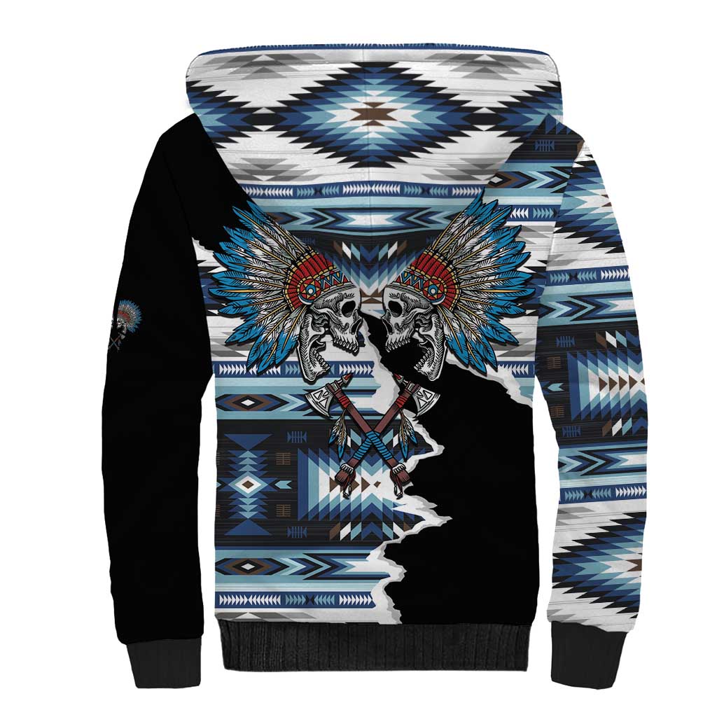 Native American Chief Skull With Axe Sherpa Hoodie - Wonder Print Shop