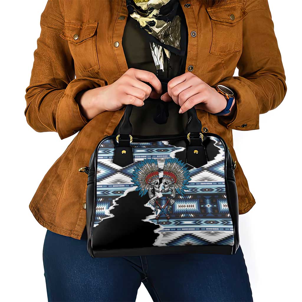 Native American Chief Skull With Axe Shoulder Handbag - Wonder Print Shop