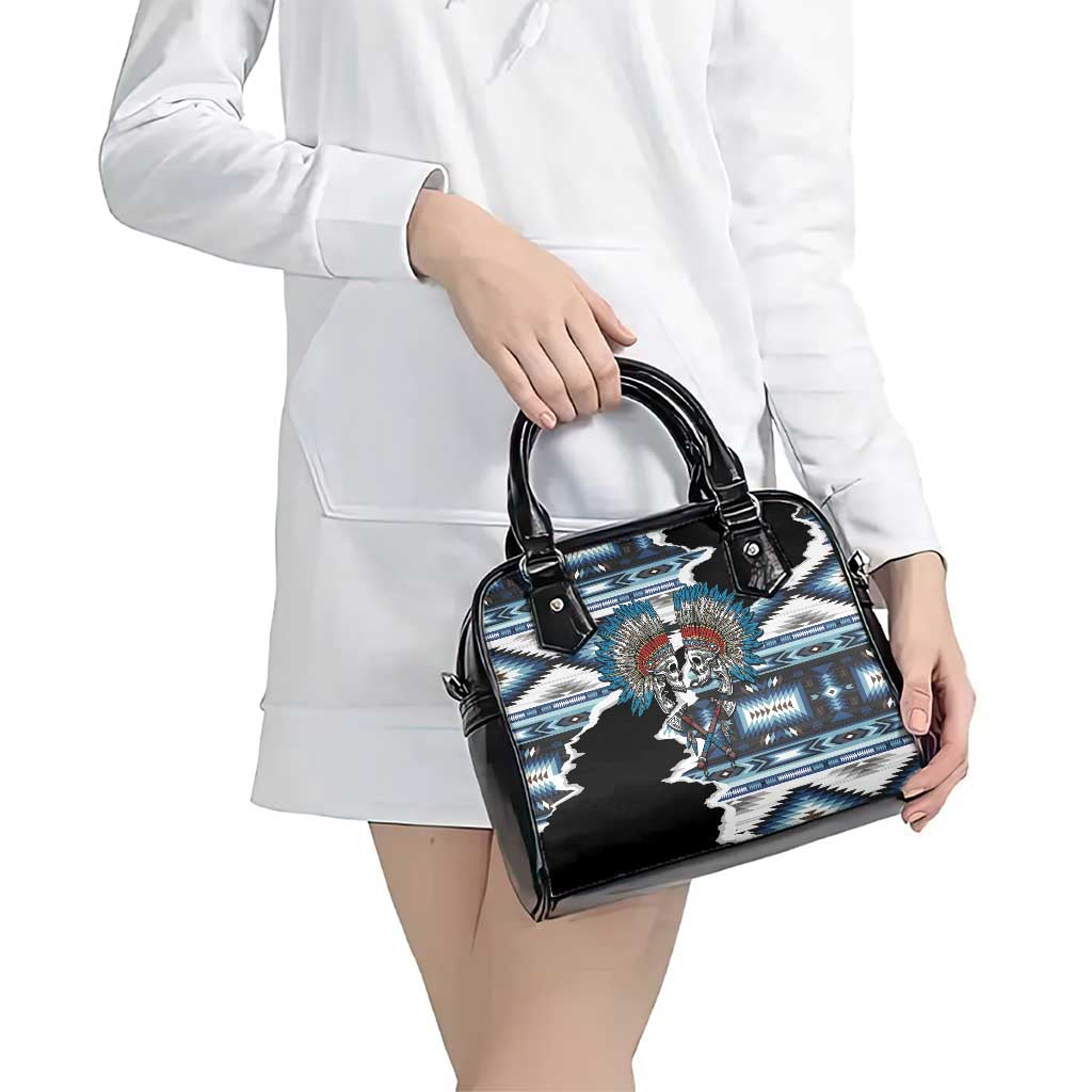 Native American Chief Skull With Axe Shoulder Handbag - Wonder Print Shop
