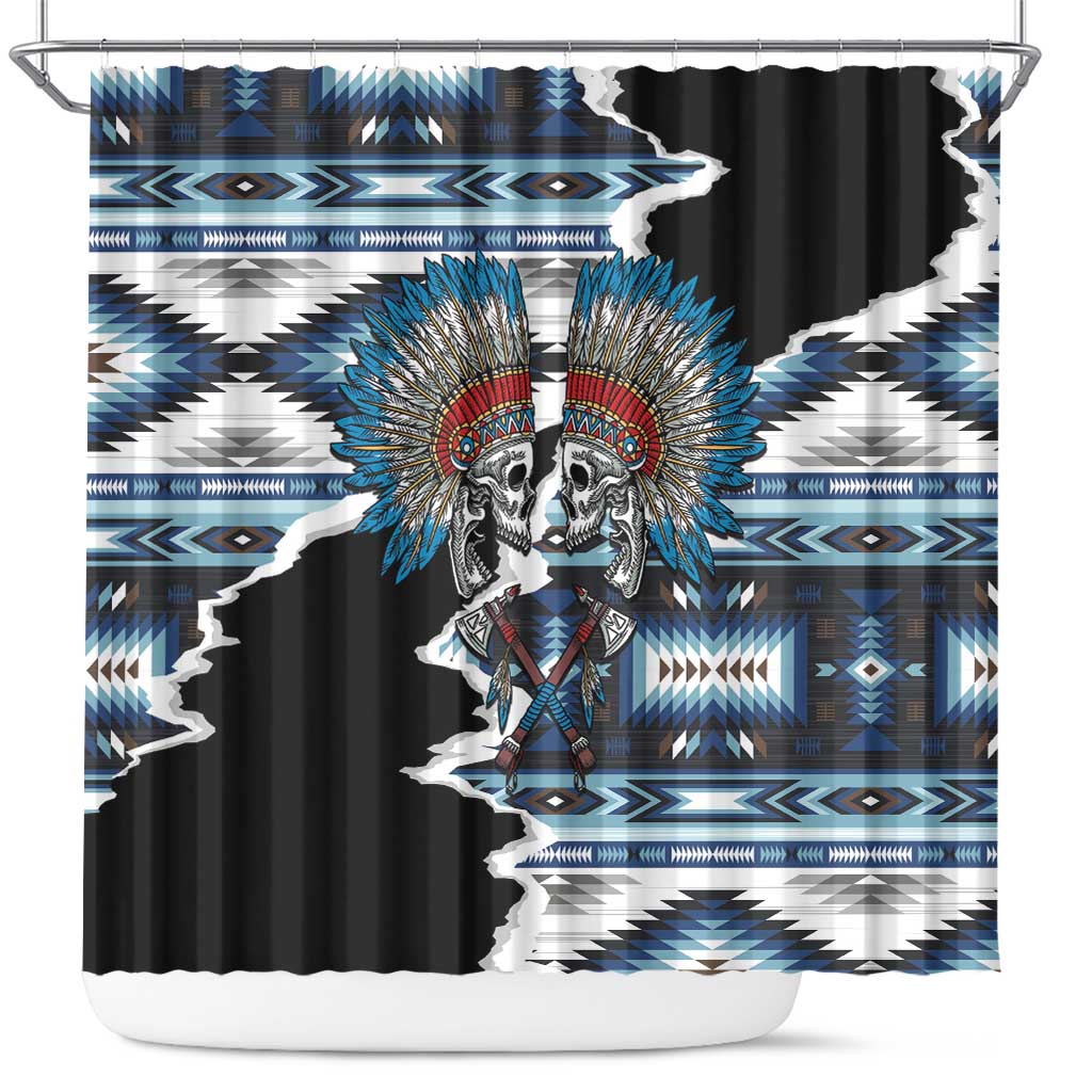 Native American Chief Skull With Axe Shower Curtain - Wonder Print Shop