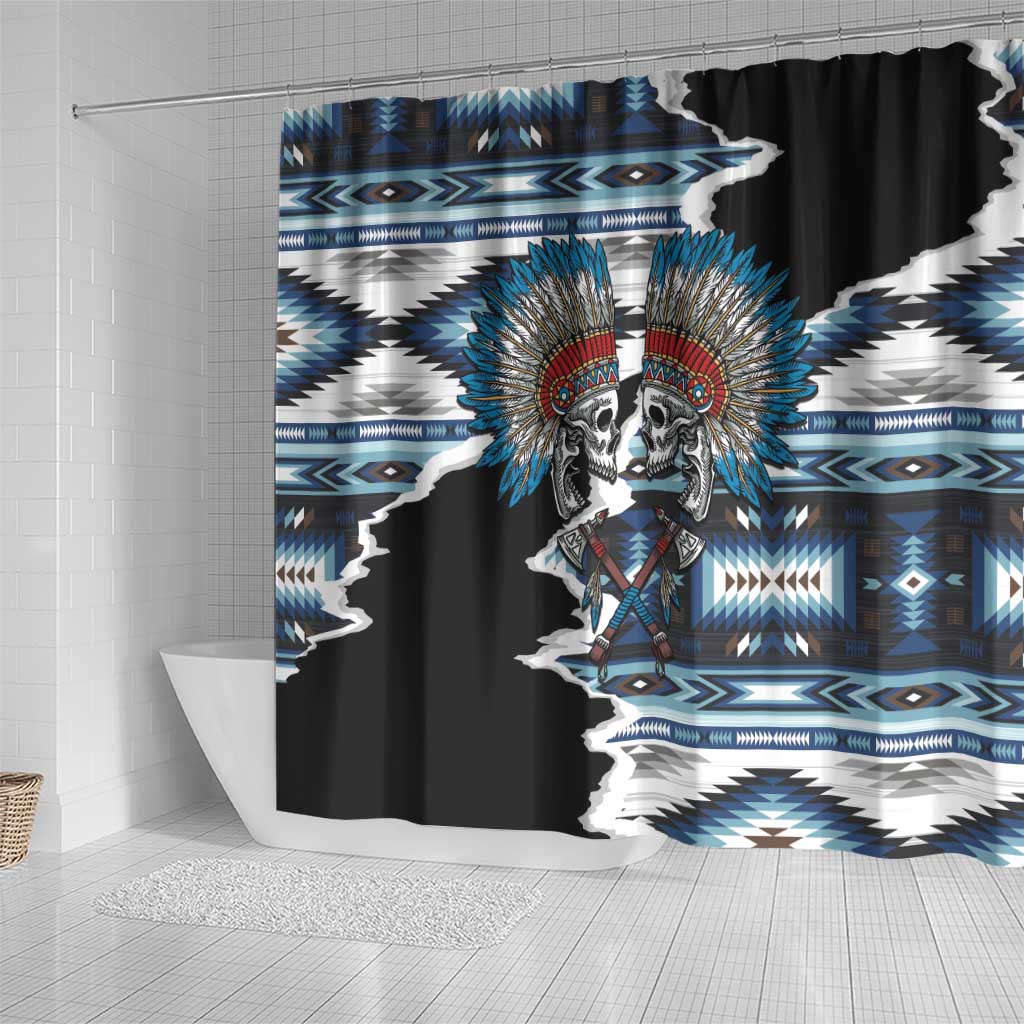 Native American Chief Skull With Axe Shower Curtain - Wonder Print Shop