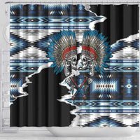 Native American Chief Skull With Axe Shower Curtain - Wonder Print Shop