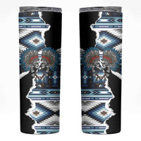 Native American Chief Skull With Axe Skinny Tumbler - Wonder Print Shop
